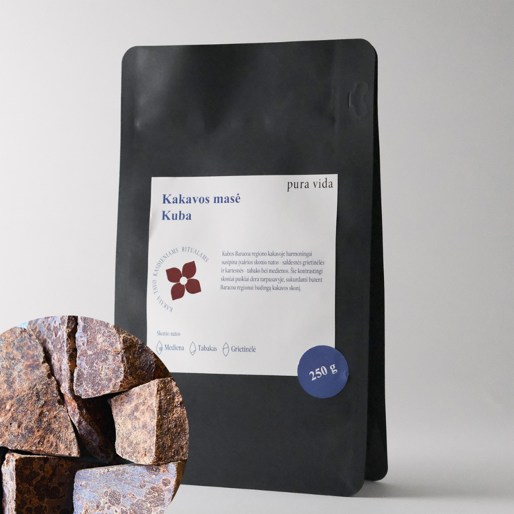 rūšinė kakavos masė iš Kubos