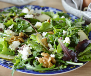 Spring salads with cocoa nibs